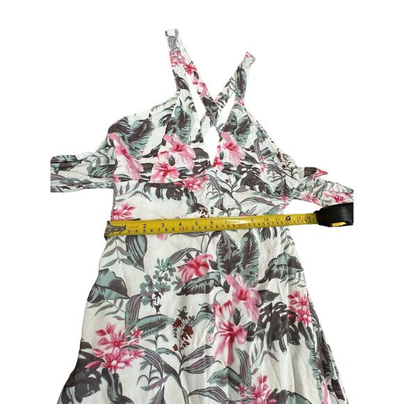 NWT! "Sim & Sam" Dress SZ S White wW/Pink Floral Tie Back Wrap,Criss Cross Back - Picture 9 of 13
